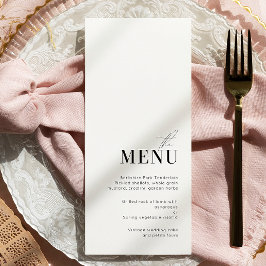 Minimal och elegant Svartvitt Bröllop-meny Meny