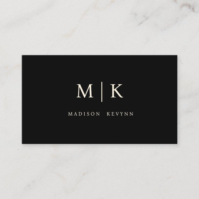 Minimal och Elegant, svartvitt, monogram Visitkort (Framsida)