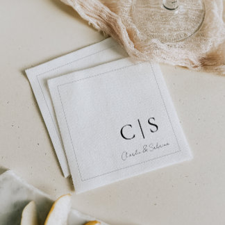 Minimal och klassisk monogram Bröllop Napkin Pappersservett