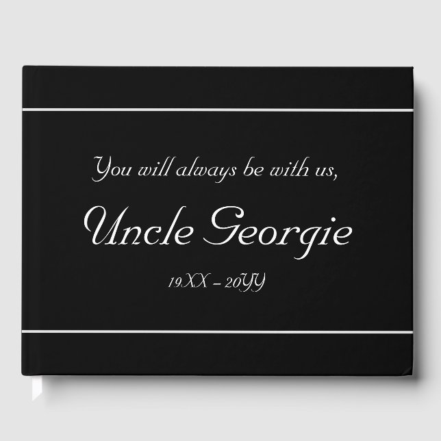 Minimal och Konservativ Memorial Guest Bok (Framsida)