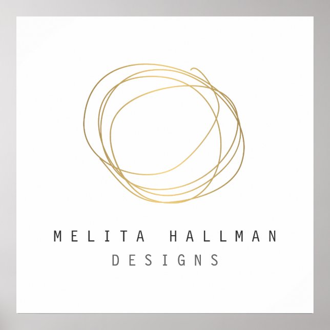 Minimal och modern Logotyp för Guld Designer Scrib Poster (Framsidan)
