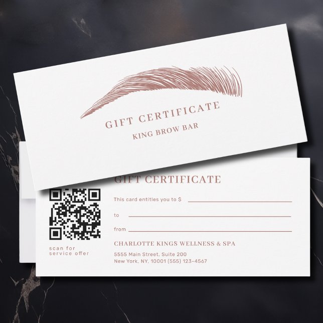 Minimal Ögonbrynssalong QR-kod presentbevis (Minimal Eyebrow Salon QR Code Gift Certificate)