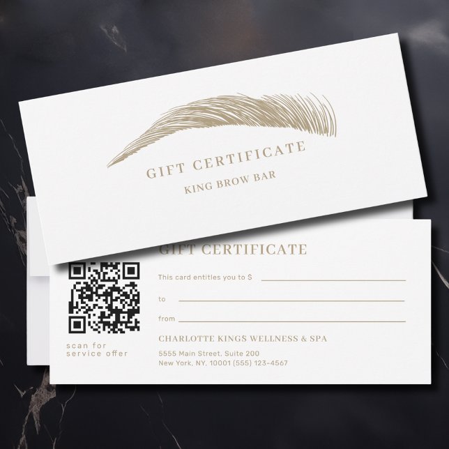 Minimal Ögonbrynssalong QR-kod presentkort (Minimal Eyebrow Salon QR Code Gift Certificate)