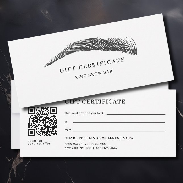 Minimal Ögonbrynssalong QR-kod presentkort (Minimal Eyebrow Salon QR Code Gift Certificate)