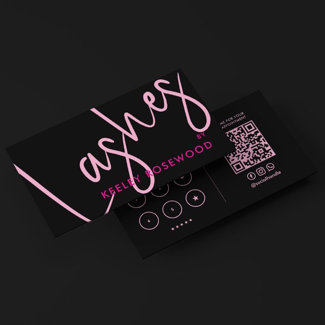 Minimal Ögonfrans Makeup Artist Estetik Rosa Svart Visitkort (Minimal Lashes Makeup Artist Aesthetic Pink Black Business Card
)