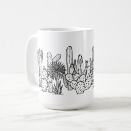 Minimal Öken – Svart Bläck Botanisk Kaffemugg