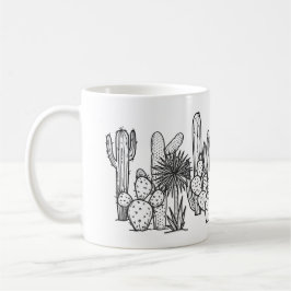 Minimal Öken – Svart Bläck Botanisk Kaffemugg