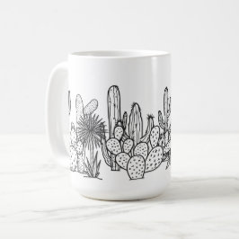 Minimal Öken – Svart Bläck Botanisk Kaffemugg