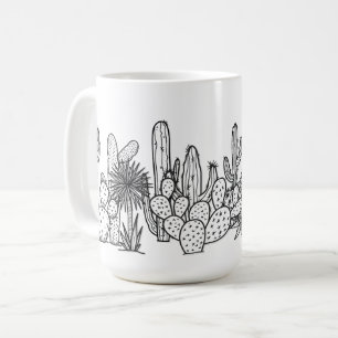 Minimal Öken – Svart Bläck Botanisk Kaffemugg