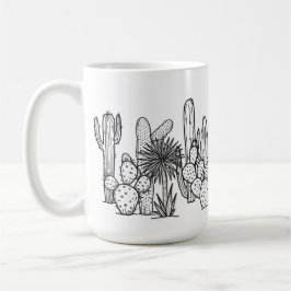 Minimal Öken – Svart Bläck Botanisk Kaffemugg
