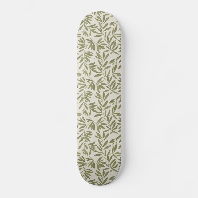 Minimal Olive Branch Pattern Mini Skateboard Bräda 18,5 Cm (Framsida)