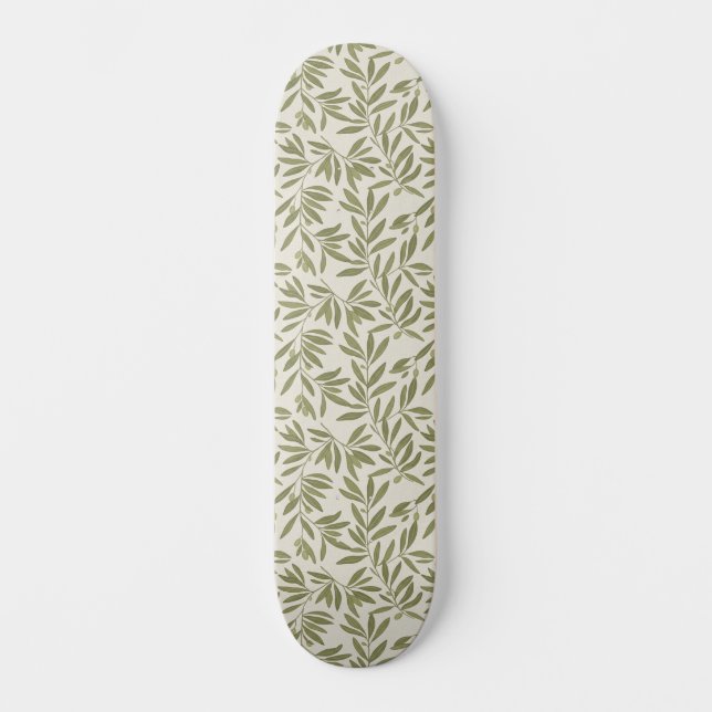 Minimal Olive Branch Pattern Mini Skateboard Bräda 18,5 Cm (Framsida)