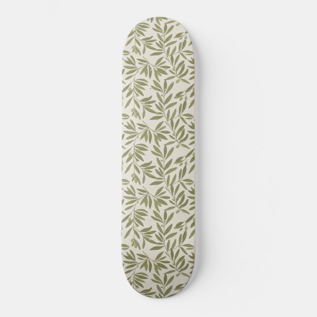 Minimal Olive Branch Pattern Mini Skateboard Bräda 18,5 Cm (Framsida)