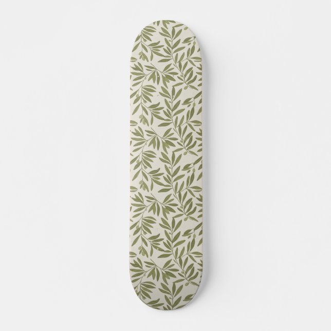 Minimal Olive Branch Pattern Mini Skateboard Bräda 18,5 Cm (Framsida)