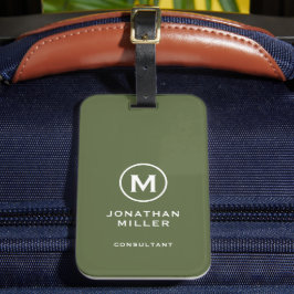 Minimal Olive Classic TypoGraph Monogram Bagagebricka