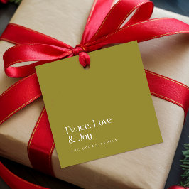 Minimal Olive Green Christmas Holiday Family Name Gåvor Etiketter