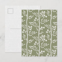 Minimal olivgrön blommig silhuett randig konst