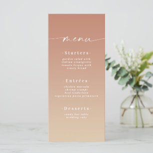 Minimal Ombre Gult Guld & Terra Cotta Bröllop Meny