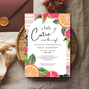 minimal Orange av Citrus Baby Shower a Little Cuti Inbjudningar