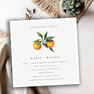 Minimal Orange Boho Botanical Förlovning Inbjudan