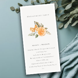 Minimal Orange Boho Botanical Förlovning Inbjudan