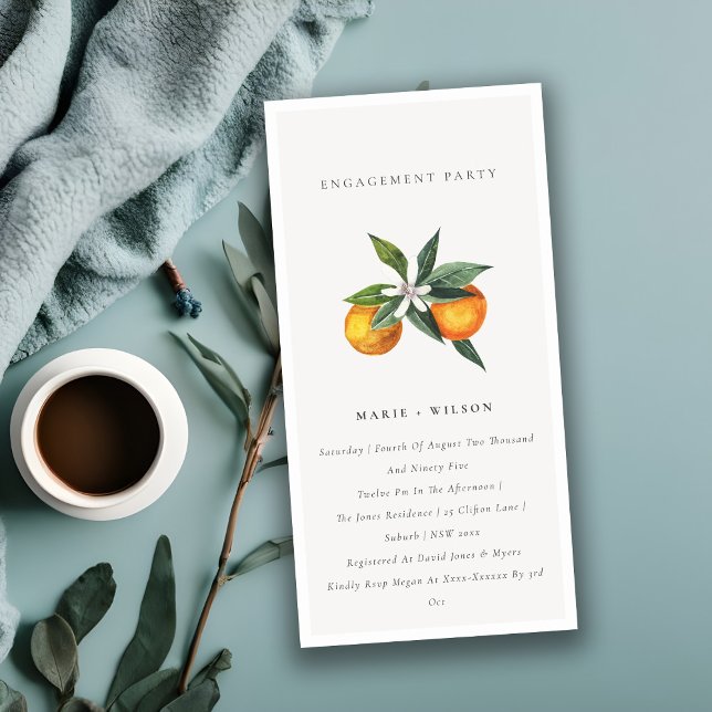 Minimal Orange Boho Botanical Förlovning Inbjudan (Skapare uppladdad)