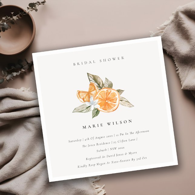 Minimal Orange Boho Botanical Möhippa Inbjudan (Skapare uppladdad)