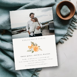 Minimal Orange Boho Fauna Photo Förlovning Inbjuda Tack Kort