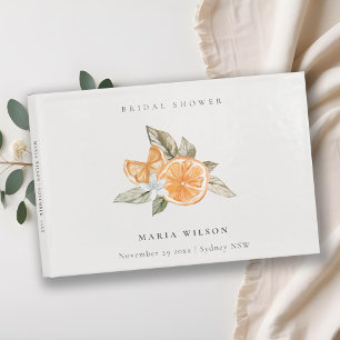 Minimal orange lövverk boho lövverk bröllopsdusch gästböcker