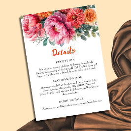 Minimal Orange och Rosa Blommigt för vattenfärg i Tilläggskort