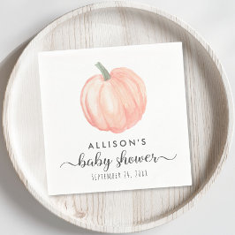 Minimal Orange Pumpkin Watercolor Baby Shower Pappersservett