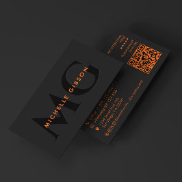 Minimal orange svart initialer Nätverkande Visitkort