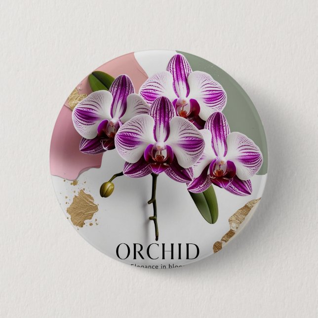 Minimal Orchid Pin - Diskret skönhet, daglig respi Knapp (Framsida)