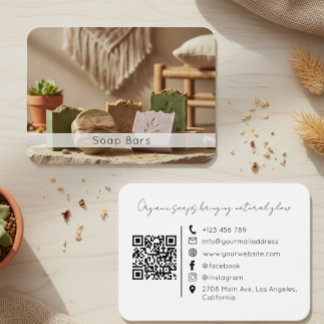 Minimal Organisk Handgjord Soptvätt Branding QR-ko Visitkort