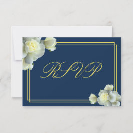 Minimal OSA kort för elegant Navy Blue Vit ros