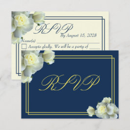 Minimal OSA kort för elegant Navy Blue Vit ros
