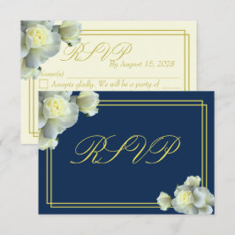 Minimal OSA kort för elegant Navy Blue Vit ros