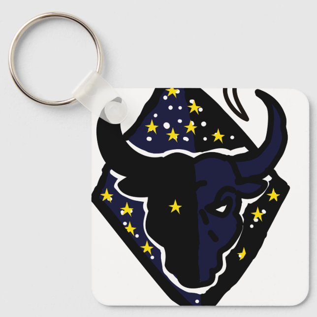 Minimal Ox Zodiaknyckelring – Modernt Djur  Nyckelring (Framsida)