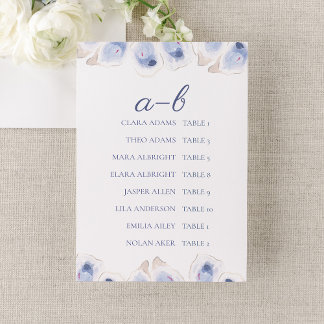 Minimal Oyster Wedding Seating Chart Card Bordsnummer