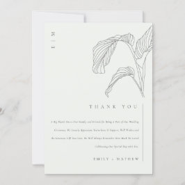 Minimal palm skiss svart vit bröllop tack kort