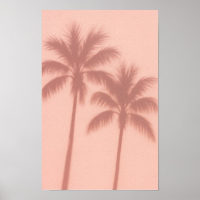 Minimal Palm Tree Shadows – Soft Coral Aesthetic Poster (Framsidan)