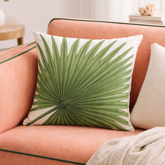 Minimal palmblad grön tropisk botanisk  kudde (Skapare uppladdad)