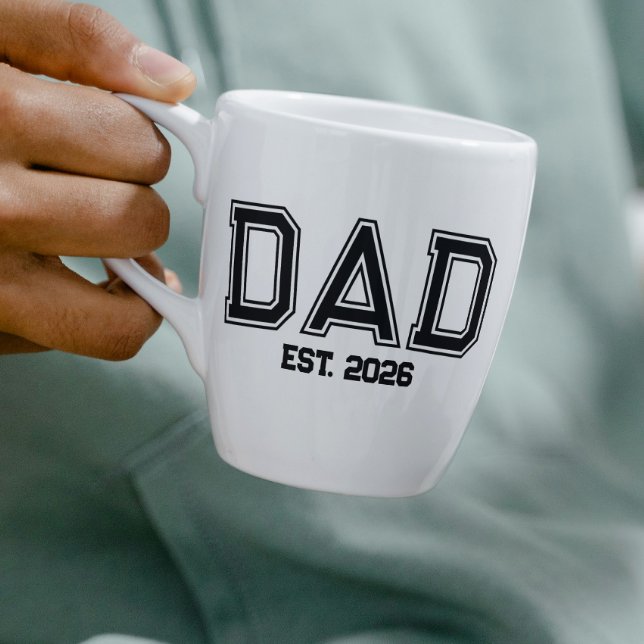 Minimal Pappa Etablerat År Ny Pappa Kaffemugg (dad coffee mugs masculine cool fun and trendy fathers day holiday birthday humor typography gift)