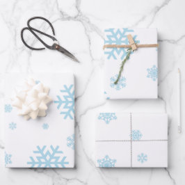 Minimal Papper radbrytning av blå Snöflingor Helgd