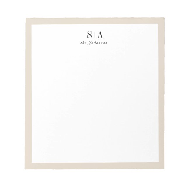 Minimal par monogram personlig Stationery N Anteckningsblock (Framsida)