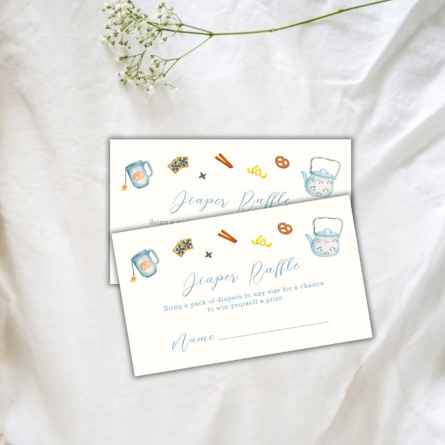 Minimal Par Tea Cookie Diaper Raffle Baby Shower Tilläggskort (Minimal Par Tea Cookie Diaper Raffle Baby Shower Enclosure Card)
