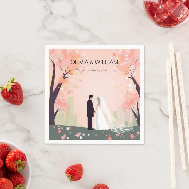 Minimal par Tecknad med blommor Pappersservett (Insitu)