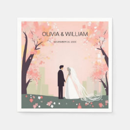 Minimal par Tecknad med blommor Pappersservett