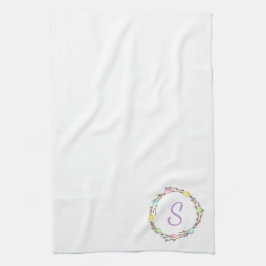 Minimal påskkransmonogram och påskägg kökshandduk