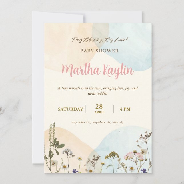 Minimal Pastel Baby Shower Invitation Inbjudningar (Framsida)